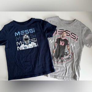 Two Kids Messi Soccer Tshirts - Navy and Gray, size 4/5